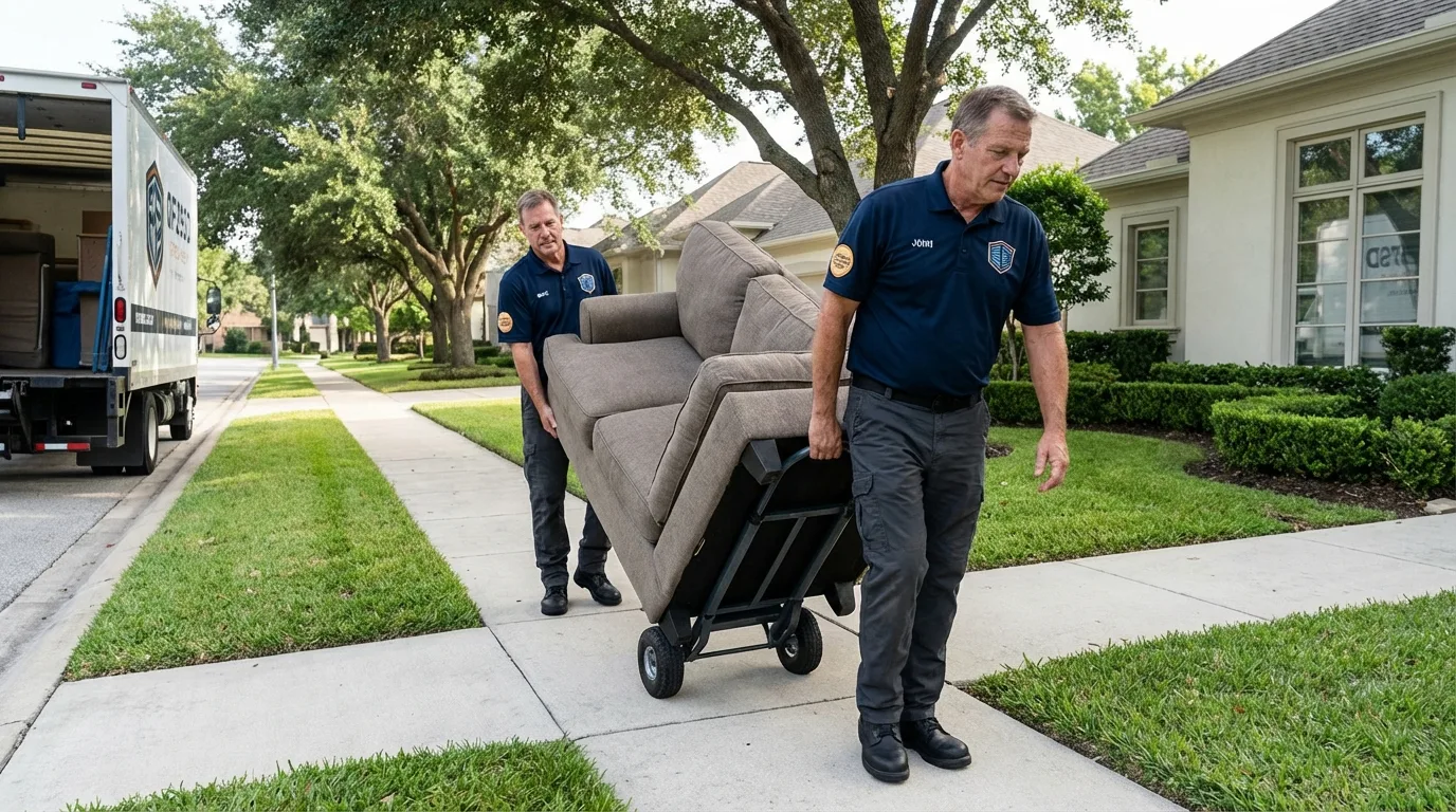 Local residential moving crew loading furniture in Norcross, GA